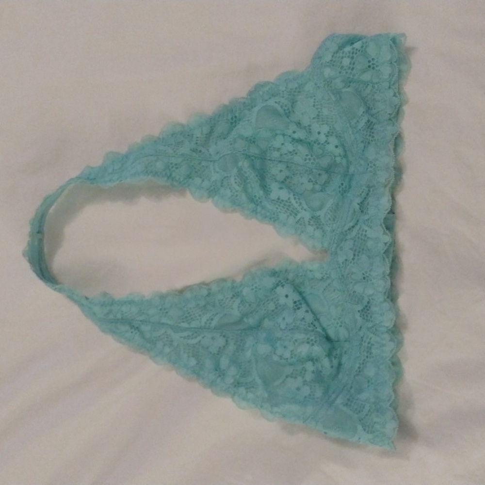 Free People mint lace halter Bra-let size Large.